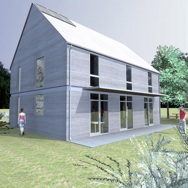Early development 3D sketch of one of the 4no passivhaus homes due to be built at Glen Road, Dunblane. 3D drawing work by North Woods Design